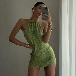 Halter Backless Mini Dresses