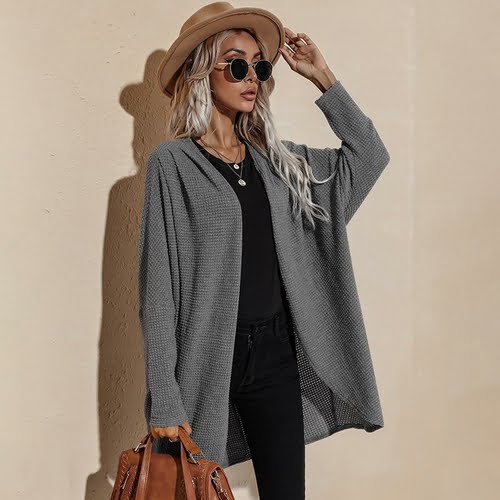 Women's Open Front Knit Cardigan Sweater Long Sleeve Coat