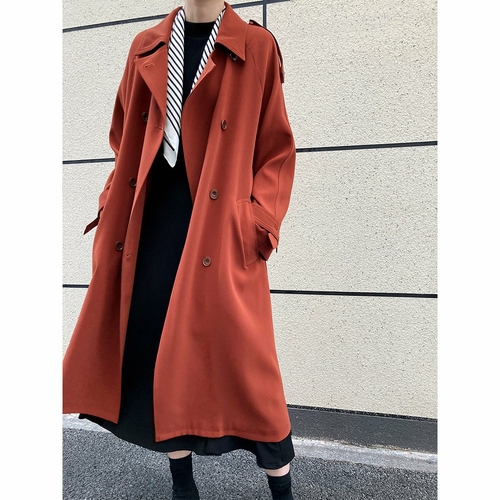 Double Breasted Long Trench Coat