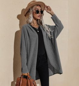 Women's Open Front Knit Cardigan Sweater Long Sleeve Coat
