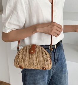 Casual Mini Oval Straw Crossbody Bag