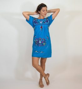 Blue Bohemian Mexican Dress